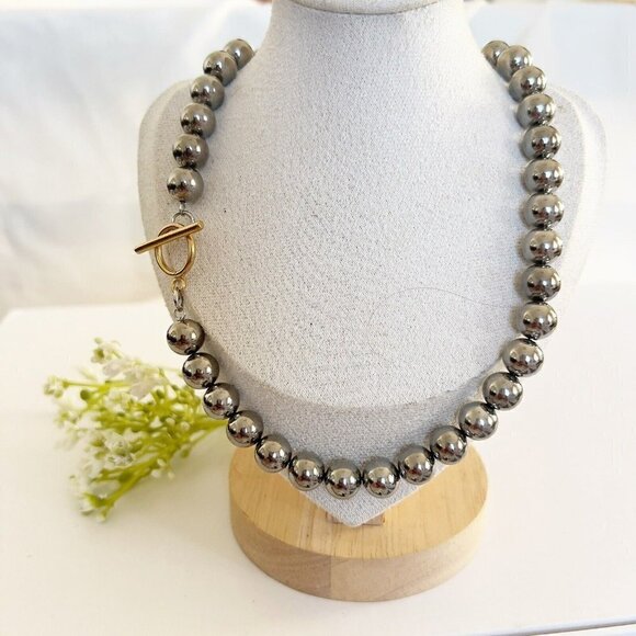 Stainless Steel ball beads Necklace Womens Jewelry T closure - Picture 2 of 8